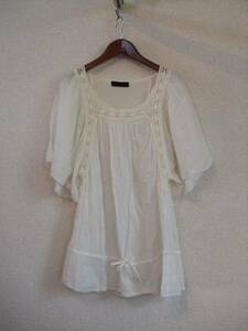 JEANASIS white soft short sleeves gauze tunic (USED)82014③