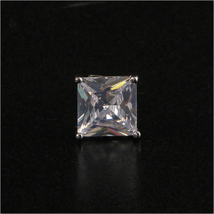 1 piece sale ( one-side ear ) 14KGP earrings four angle 10mm 1cm 10 millimeter silver square stand claw ( Ame - Gin g clothes ) silver 1. zirconia rhinestone square 