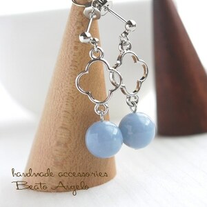 *+angelo+ high quality * natural stone dark red . light . clover. earrings (p-068)S post earrings sax blue * waste number 