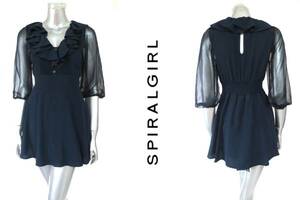  two point successful bid free shipping! Spiral Girl SPIRALGIRL navy One-piece Mini 2 7 minute S see-through Flare navy blue 