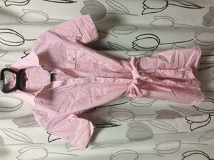 ★ Подержанные товары Ozoc Ladies с коротким рукавом Otors Pink Stripe