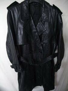 * real leather trench coat * black *