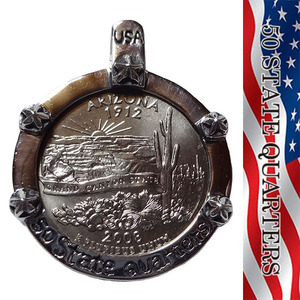 新品 USA QUATERS アメリカ 50州記念 25セント ネックレス アリゾナ ARIZONA 硬貨 コイン シルバー グランドキャニオン サボテン I1