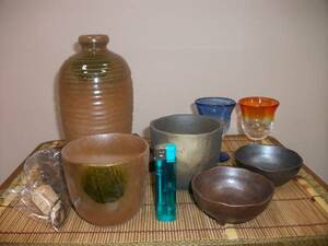 *[ super-discount ] shochu set Mino .0 see kiln * on sea glass attaching unused goods 