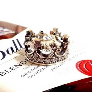 【彫銀】美麗◇煌めくフルエタニティークラウンリングw/ダイヤ◇17号◇シルバー925◇研磨布付き◇ペアリングに◇王冠◇