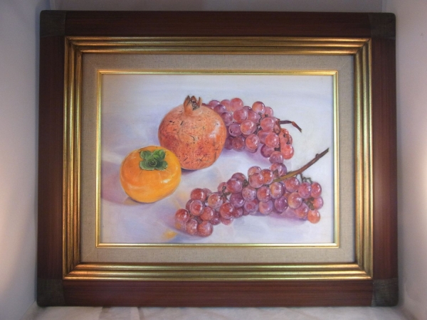 Pintura al óleo de Asaoka Chiharu [Bodegón de frutas de otoño] Kofukai Búsqueda Tasación Comercio de antigüedades China, Cuadro, Pintura al óleo, Naturaleza muerta