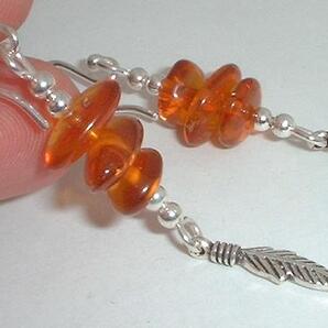 ★最後1組★天然琥珀インディアン羽純銀シルバー925ピアス