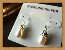 z★未使用★USAより パールビジューSTERLING SILVERピアス★H165_画像1