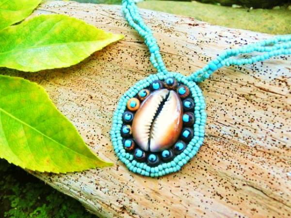 [Free shipping under certain conditions] ☆New☆ [Shell & Beads] Resort Necklace ⑤ Asian Turquoise, Handmade, Accessories (for women), necklace, pendant, choker