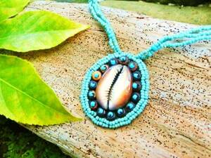 Art hand Auction [Conditional Free Shipping] ☆New☆[Shellfish & Beads] Resort Necklace⑤ Asian Turquoise, handmade, Accessories (for women), necklace, pendant, choker