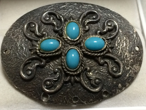  antique turquoise? engraving brooch [ inspection / turquoise ]