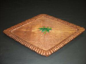 Art hand Auction Kiri diamond shaped oil finish Bamboo bamboo carved tray, Handmade items, Kitchen supplies, others