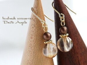 **+angelo+ Czech melon . pearl. earrings (p-201) crystal se Lucien G perfume bin titanium resin earrings 