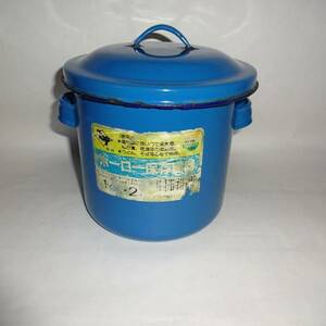  Showa Retro blue enamel canister blue horn low canister enamel container retro 