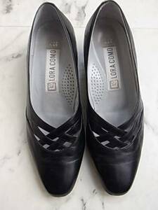 LORA COMO black. pumps size 23 EEE put on footwear ... heel original leather ++