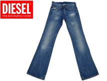 J-1966★美品★DIESEL +RAME ディーゼル★正規品 イタリア製 色落ち抜群 ひげ縦落ち ヴィンテージ加工デニム ブーツカット ジーンズ 24_画像1