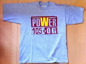 ★LOS105 POWER106 メンズ 半袖 Tシャツ グレー XL HIPHOP ウェッサイ パロディー物 オリジナル 高品質 ヘビーウェイト 定価￥5,616 新品