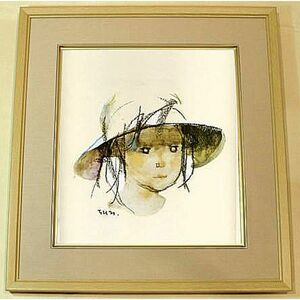 新品　いわさきちひろ　帽子の少女　絵画　児童画