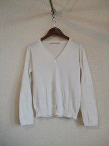 RAYBEAMS white . lacework long sleeve cotton . knitted cardigan USED41014②