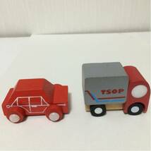 木製玩具 ミニカー 郵便トラック＋赤い車 2台セット_画像3