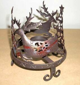  antique finishing reindeer. candle holder candle .