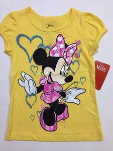 ☆ディズニーミニー、ハートラメ入りTシャツ☆イエロー♪125cm