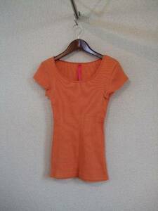 SmackyGlam orange short sleeves rib cut and sewn (USED)61814②