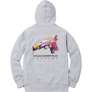 希少★新品本物【灰★M】★Mendini Gun Hooded Sweatshirt メンディーニ ガン パーカー コラボ 正規店購入 限定 入手困難 Supreme 2016S/S