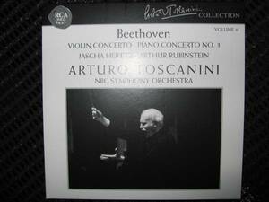 ベートーヴェン： ヴァイオリン協奏曲、ピアノ協奏曲第3番　ハイフェッツ　ルービンシュタイン　トスカニーニ