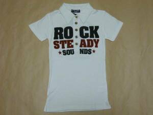  sharing have new goods * lady's polo-shirt ROCK lock white white D