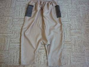  prompt decision ~4L spring wide pants, flax .& mud Ooshima pongee hand made large size e