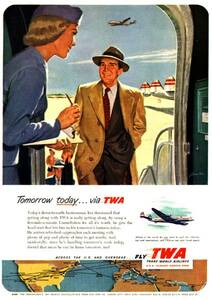 ●155F　1945年のレトロ広告 TWA航空　TRANS WORLD AIRLINES