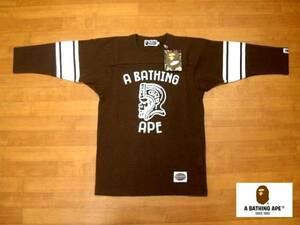 #古着屋大和 #セール中 A BATHING APE #ベイプ #BAPE #猿の軍隊を指揮する将軍 #ジェネラル #7分袖 #Tシャツ S #ブラウン #フットボールT