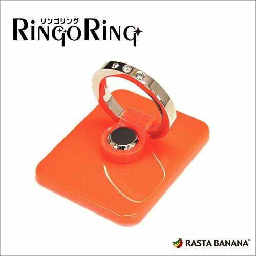 ◆送料無料◆スマホリング★スタンドにもなる”落下防止リング RINGO RING キラキラストーン付き オレンジ ラスタバナナ　RBOT151