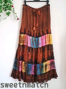  ethnic Asian Thai large embroidery long skirt maxi skirt free size new goods unused 