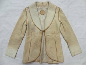  Vintage NORTH BEACH LEATHER North beach leather rare 70S shawl color natural color jacket sponge gourd collar rare size 5-6