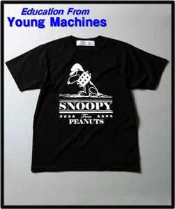 2 新品【Education from Young machines Tee Black ヤングマシーン PEANUTS SNOORY ピーナッツ スヌーピーTシャツ ブラック】　