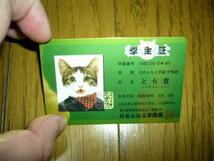 猫　ネコ　なめ猫　学生証カード　どら吉　なめんなよ　学園校則　スカーフをしてる　可愛いわ　未使用_画像2