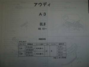 アウディ　Ａ３　８Ｌ＃　H9.10～　　パーツガイド'13　部品価格　料金　見積り