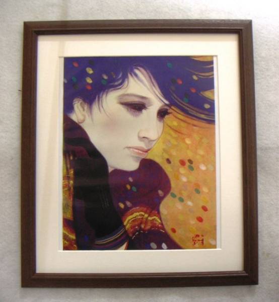 ◆Iwata Sentaro Colorful Snow offset reproduction, wooden frame, immediate purchase◆, Painting, Japanese painting, person, Bodhisattva