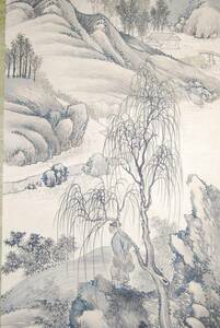 Art hand Auction [Authentic] //Fujita Shukin/Scenery and People/Hoteiya Hanging Scroll HB-7, Painting, Japanese painting, Landscape, Wind and moon