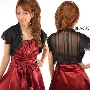 [ new goods ] lame stripe chiffon rose bolero ( black )