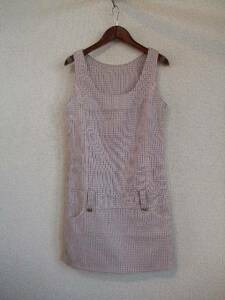 TRALALA pink series check no sleeve dress (USED)41914②