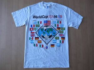 90's USA製 World Cup USA 1994 国旗 半袖 Tシャツ S サッカー ワールドカップHanes FIFA W杯 ユニフォーム アメリカ 代表 星条旗 フラッグ