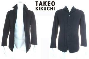  two point successful bid free shipping! T77 TAKEO KIKUCHI Takeo Kikuchi black stretch jacket black 2 cotton men's outer garment cotton 