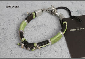  new goods Comme Ca men Italy made leather bracele light green / dense brown regular price 2 ten thousand 2