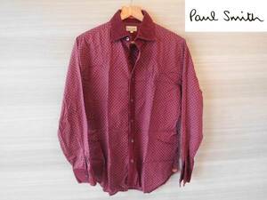 ★Paul Smith★（ポールスミス)長袖ドットシャツ/エンジ/M