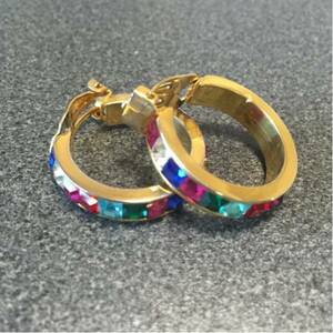 [ used ] imported car rainbow color earrings ( Gold )