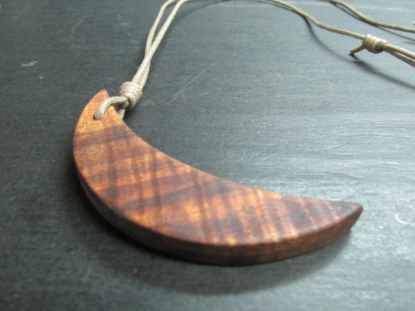 Hawaiian Koa Crescent Moon Pendant:c, Handmade, Accessories (for women), necklace, pendant, choker