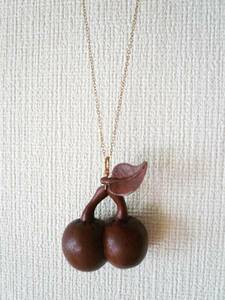  Dress Terior DRESSTERIOR cherry necklace Cherry wooden accessory hand made New York MIMA Brown 